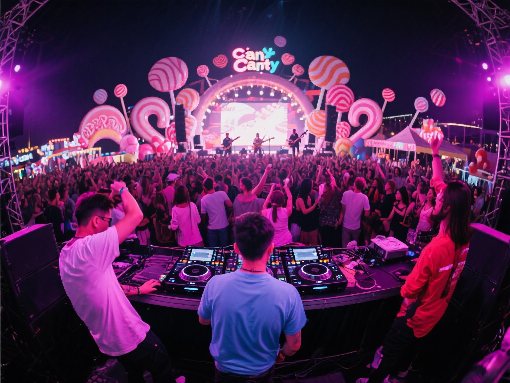 每一场糖果派对音乐狂欢夜都会邀请知名的DJ和乐队助